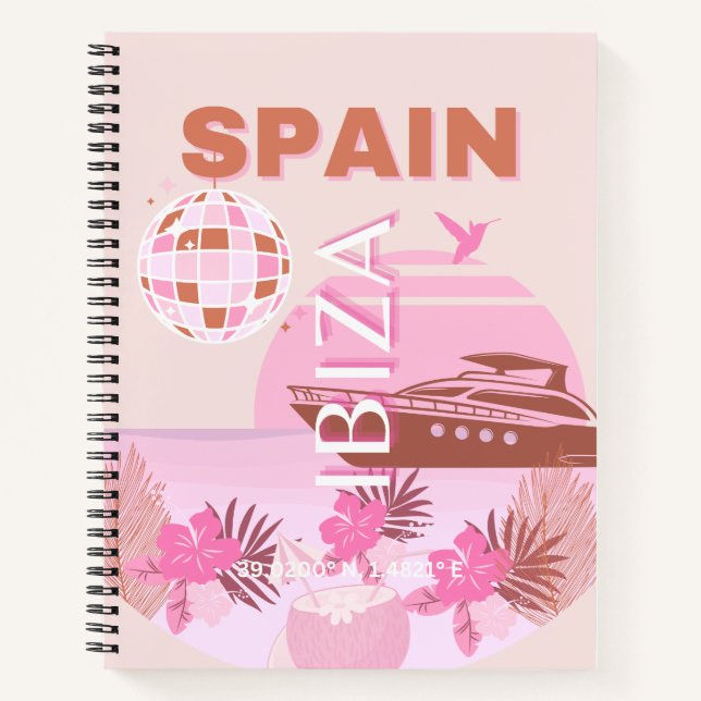 Ibiza, Spain, Travel Art, Preppy Art, Pastel Notebook (Front)