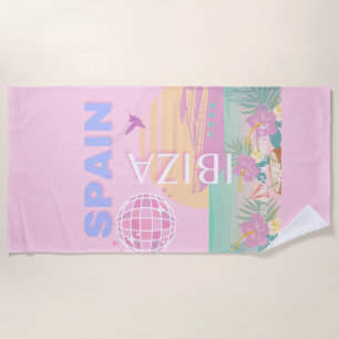 Ibiza, Spain, Travel Art, Preppy Art, Pink Beach Towel