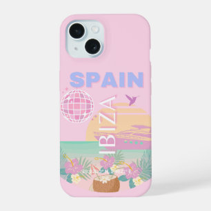 Ibiza, Spain, Travel Art, Preppy Art, Pink iPhone 15 Case