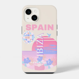 Ibiza, Spain, Travel Art, Preppy Art, Pink iPhone 14 Case