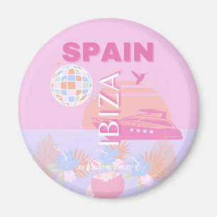 Ibiza, Spain, Travel Art, Preppy Art, Pink Magnet