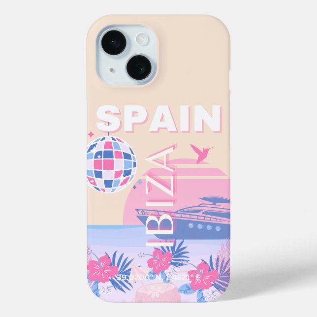 Ibiza, Spain, Travel Art, Preppy Art, Pink, Pastel Case-Mate iPhone Case (Back)