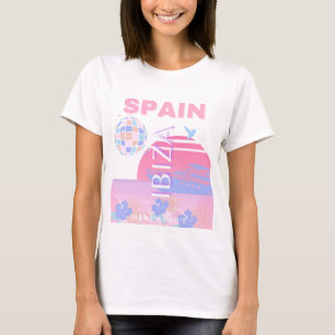 Ibiza, Spain, Travel Art, Preppy Art, Pink T-Shirt