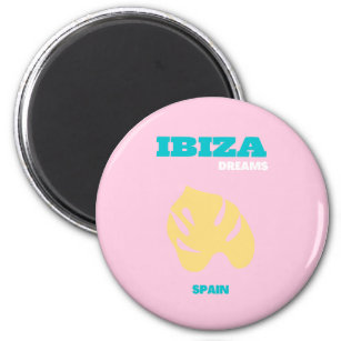 Ibiza, Spain Travel Art, Preppy, Pink Magnet
