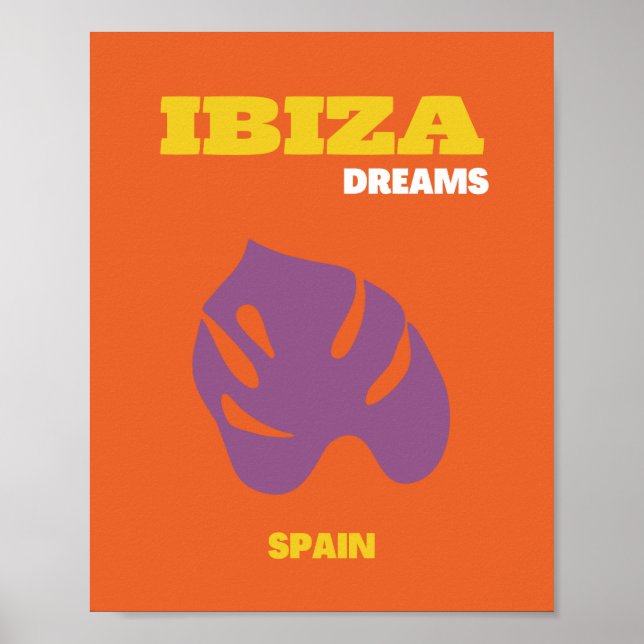 Ibiza, Spain, Travel Art, Retro Art, Orange Poster (Front)