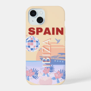 Ibiza, Spain, Travel Art, Retro Art, Pastel iPhone 15 Case
