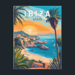 Ibiza Spain Travel Art Vintage Postcard<br><div class="desc">Ibiza retro vector travel design. Ibiza is one of the Balearic islands,  an archipelago of Spain in the Mediterranean Sea.</div>
