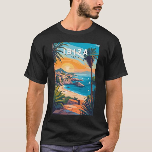 Ibiza Spain Travel Art Vintage T-Shirt (Front)