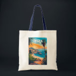 Ibiza Spain Travel Art Vintage Tote Bag<br><div class="desc">Ibiza retro vector travel design. Ibiza is one of the Balearic islands,  an archipelago of Spain in the Mediterranean Sea.</div>