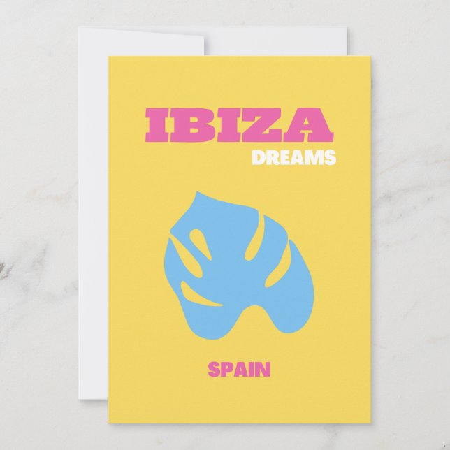 Ibiza, Spain, Travel Art, Yellow Thank You Card (Front)