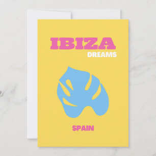 Ibiza, Spain, Travel Art, Yellow Thank You Card