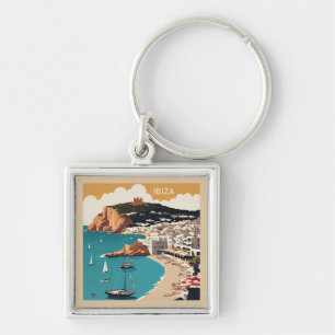 Ibiza, Spain Travel Poster Key Ring
