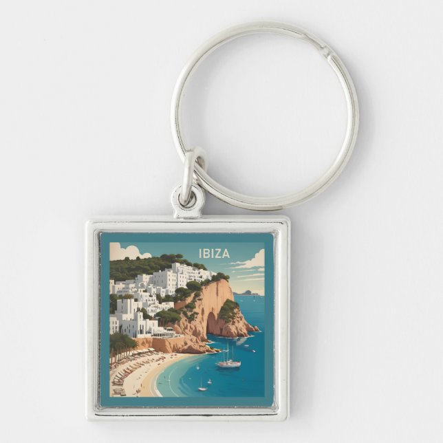 Ibiza, Spain Travel Poster Key Ring (Front)