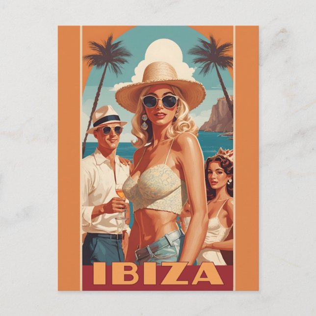 Ibiza, Spain Travel Poster Postcard (Front)