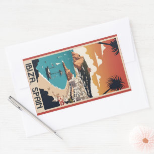 Ibiza, Spain Travel Poster Rectangular Sticker