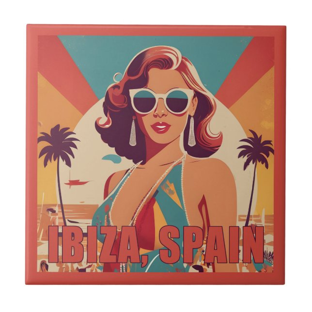 Ibiza, Spain Travel Poster Tile (Front)