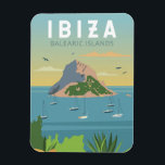 Ibiza Spain Travel Vintage Art Magnet<br><div class="desc">Ibiza vector art design. Ibiza is one of the Balearic islands,  an archipelago of Spain in the Mediterranean Sea. It's well known for the lively nightlife in Ibiza Town and Sant Antoni.</div>