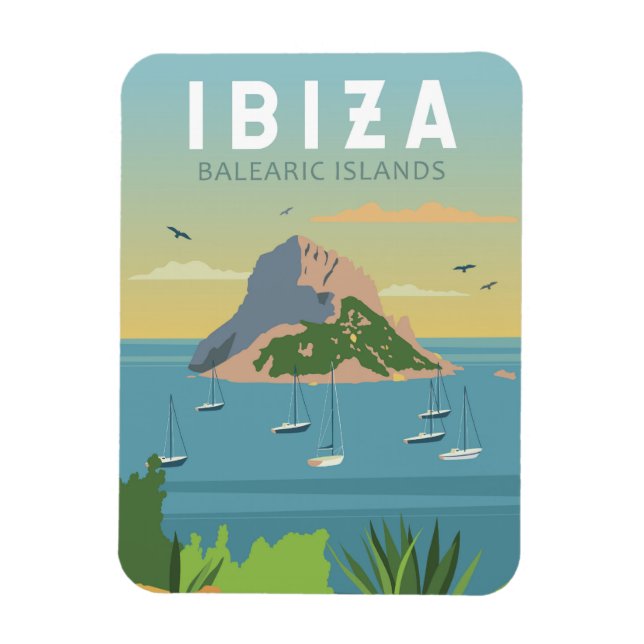 Ibiza Spain Travel Vintage Art Magnet (Vertical)