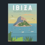 Ibiza Spain Travel Vintage Art Postcard<br><div class="desc">Ibiza vector art design. Ibiza is one of the Balearic islands,  an archipelago of Spain in the Mediterranean Sea. It's well known for the lively nightlife in Ibiza Town and Sant Antoni.</div>