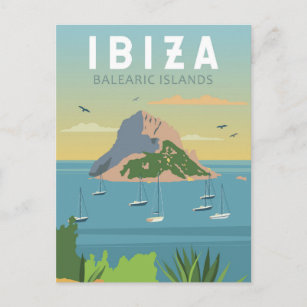 Ibiza Spain Travel Vintage Art Postcard