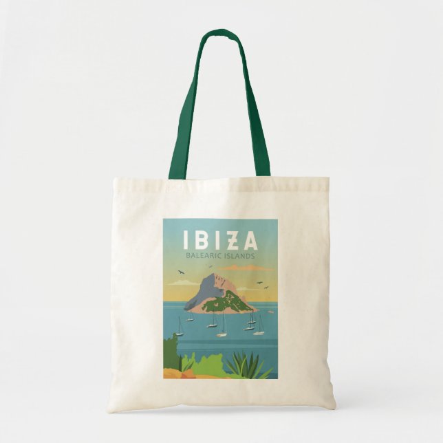 Ibiza Spain Travel Vintage Art Tote Bag (Front)