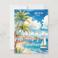 Ibiza Spain Travel watercolor art