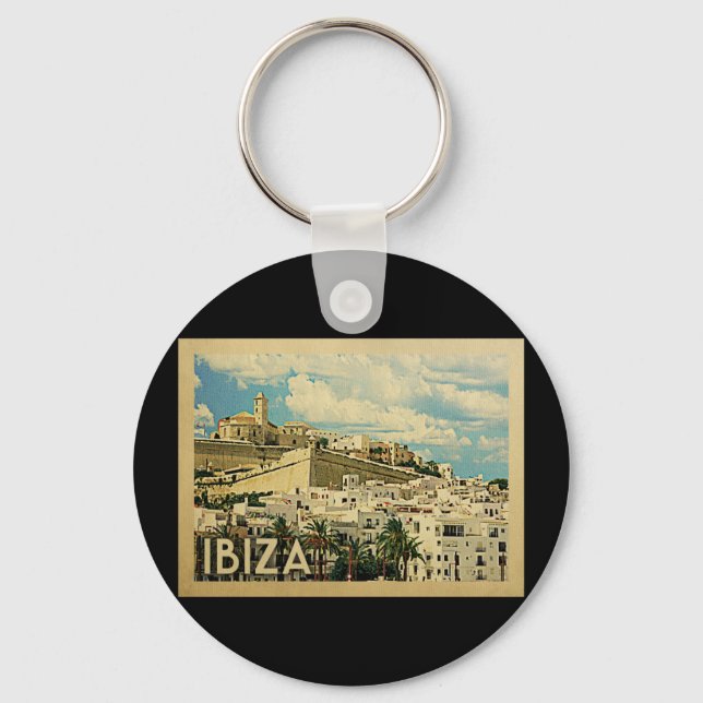 Ibiza Spain Vintage Travel Key Ring (Front)