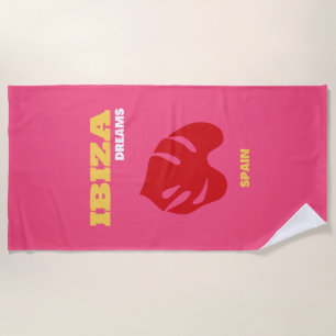 Ibiza, Travel Art, Preppy, Preppy Art, Pink Beach Towel