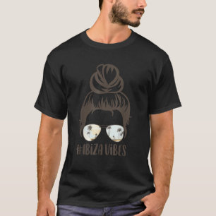 Ibiza Tropical Island Vibes Messy Bun Palm Tree Su T-Shirt
