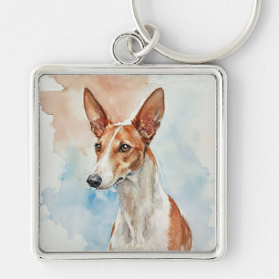 Ibizan Hound Acrylic Photo Tile Key Ring