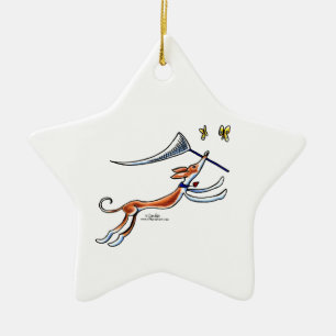 Ibizan Hound Butterflies Ceramic Tree Decoration