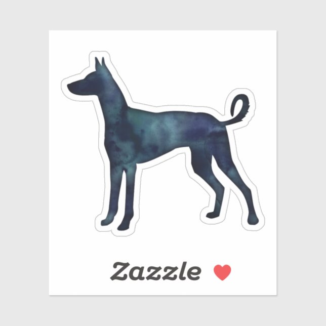 Ibizan Hound Dog Black Watercolor Silhouette (Sheet)