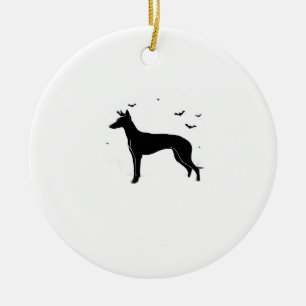 Ibizan Hound Dog � Halloween Moon Silhouette Class Ceramic Tree Decoration