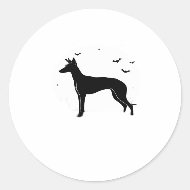 Ibizan Hound Dog � Halloween Moon Silhouette Class Classic Round Sticker (Front)