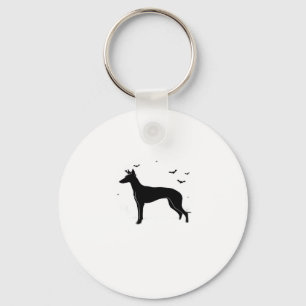 Ibizan Hound Dog � Halloween Moon Silhouette Class Key Ring