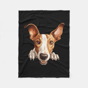 Ibizan Hound Dog Mum Dad Peeking Puppy Fleece Blanket
