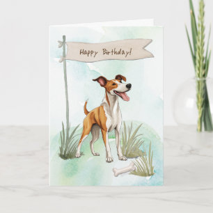 Ibizan Hound Dog Outdoors Under Birthday Sign Card