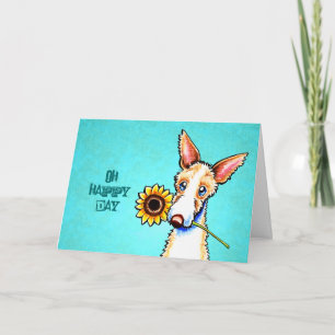 Ibizan Hound Happy Sunflower Day Custom Card