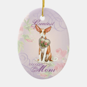 Ibizan Hound Heart Mom Ceramic Ornament