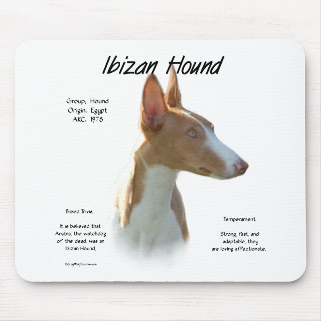 Ibizan Hound History Design Mouse Mat (Front)