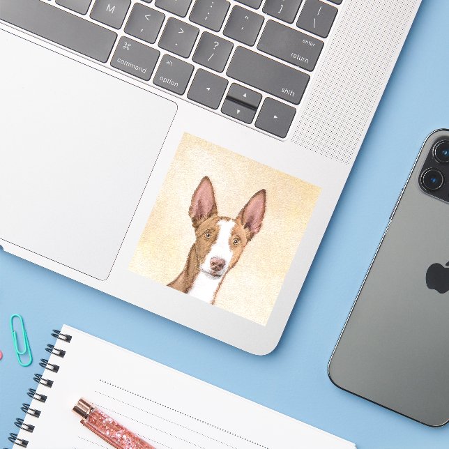 Ibizan Hound Painting - Cute Original Dog Art (Laptop w/ iPhone)