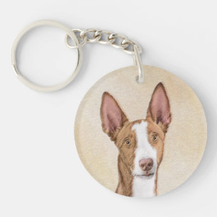 Ibizan Hound Painting - Cute Original Dog Art Key Ring
