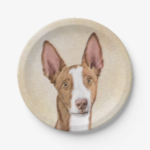 Ibizan Hound Painting - Cute Original Dog Art Paper Plate