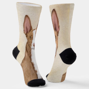 Ibizan Hound Painting - Cute Original Dog Art Socks