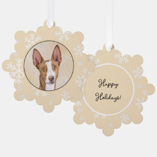 Ibizan Hound Painting - Cute Original Dog Art Tree Decoration Card