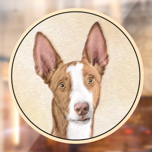 Ibizan Hound Painting - Cute Original Dog Art Window Cling
