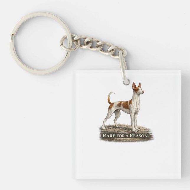 Ibizan Hound – Rare For A Reason Key Ring (Front)
