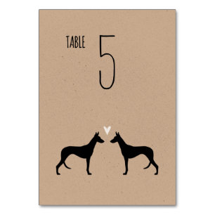 Ibizan Hound Silhouettes Wedding Table Card