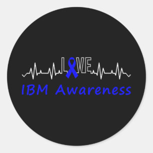 Ibm Awareness Blue Ribbon Love Heartbeat Support Q Classic Round Sticker