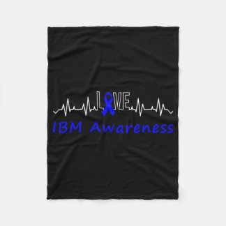 Ibm Awareness Blue Ribbon Love Heartbeat Support Q Fleece Blanket